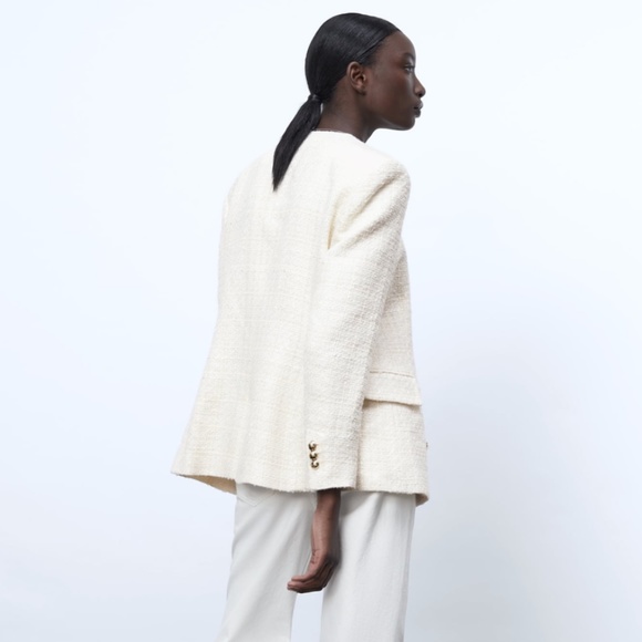 Zara Double Breasted Textured Weave Jacket NWT - Picture 11 of 16